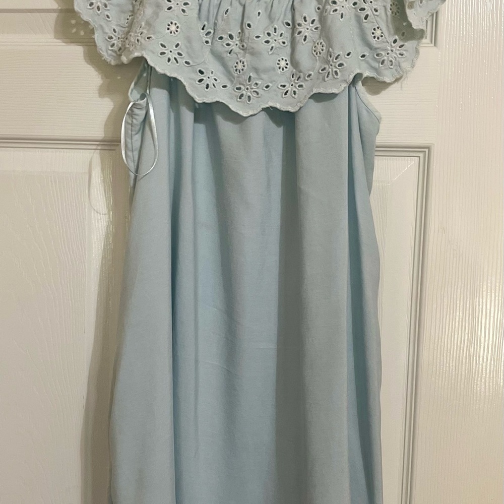 Time and Tru Light Blue Eyelet Midi Dress